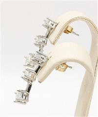 14k Solid White Gold Diamond Graduated Drop Down Dangle Classic Trinity Earrings